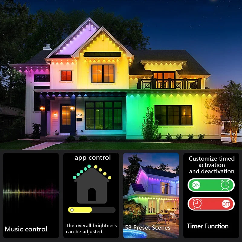 150ft 100ft 50ft Permanent Outdoor Lights Smart RGBIC Outdoor Lights with 75 Scene Modes
