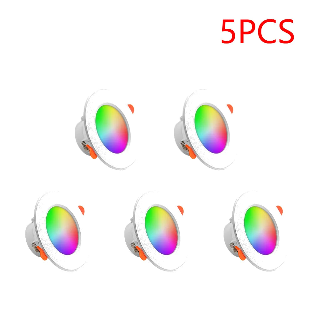 1-16PCS 10W Smart LED Downlight Bluetooth Ceiling Lamp  Remote Control Color Changing light for Google Alexa Hom