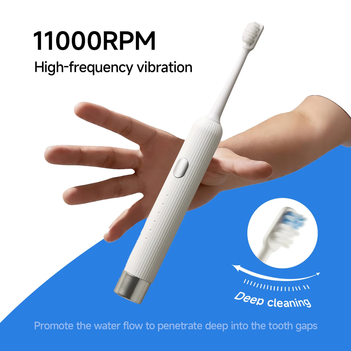 DOCO LAB Wave Electric Toothbrush Oscillation Vibration Sonic Electric Toothbrush for Adults USB-C Rechargeable Smart 6 Modes Long Battery Life with 5 Brush Heads