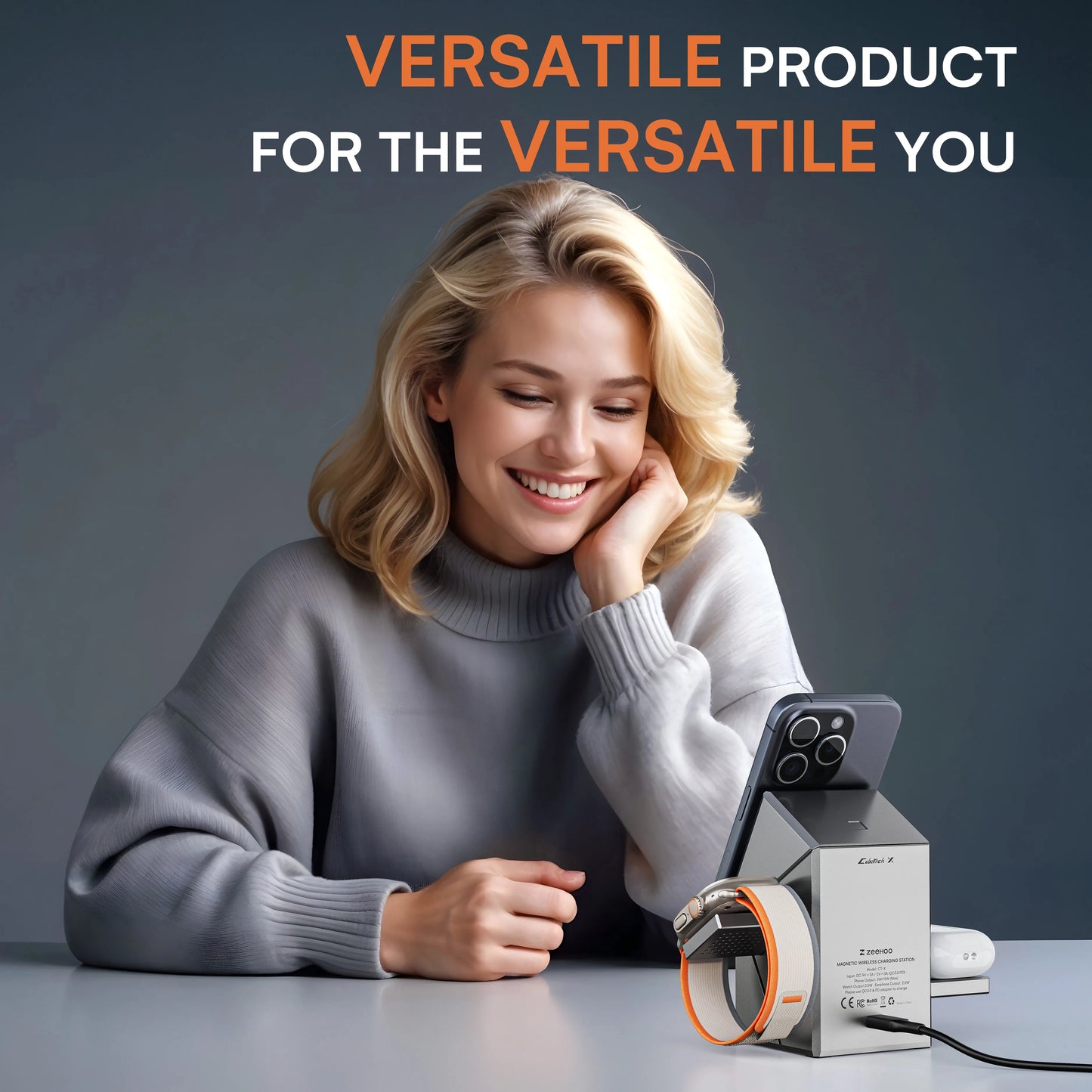 3-in-1 Rotatable Magnetic Wireless Charger Stand for iPhone 16 15 14 13 12 Samsung iWatch