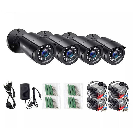 1080P 4 Pack HD TVI Security Cameras Outdoor Indoor Weatherproof Bullet