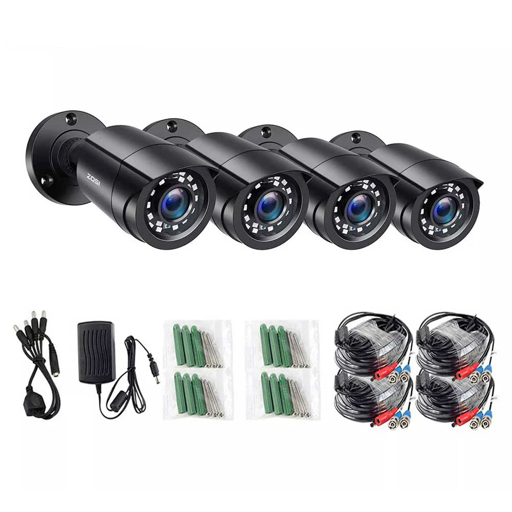 1080P 4 Pack HD TVI Security Cameras Outdoor Indoor Weatherproof Bullet Surveillance Camera