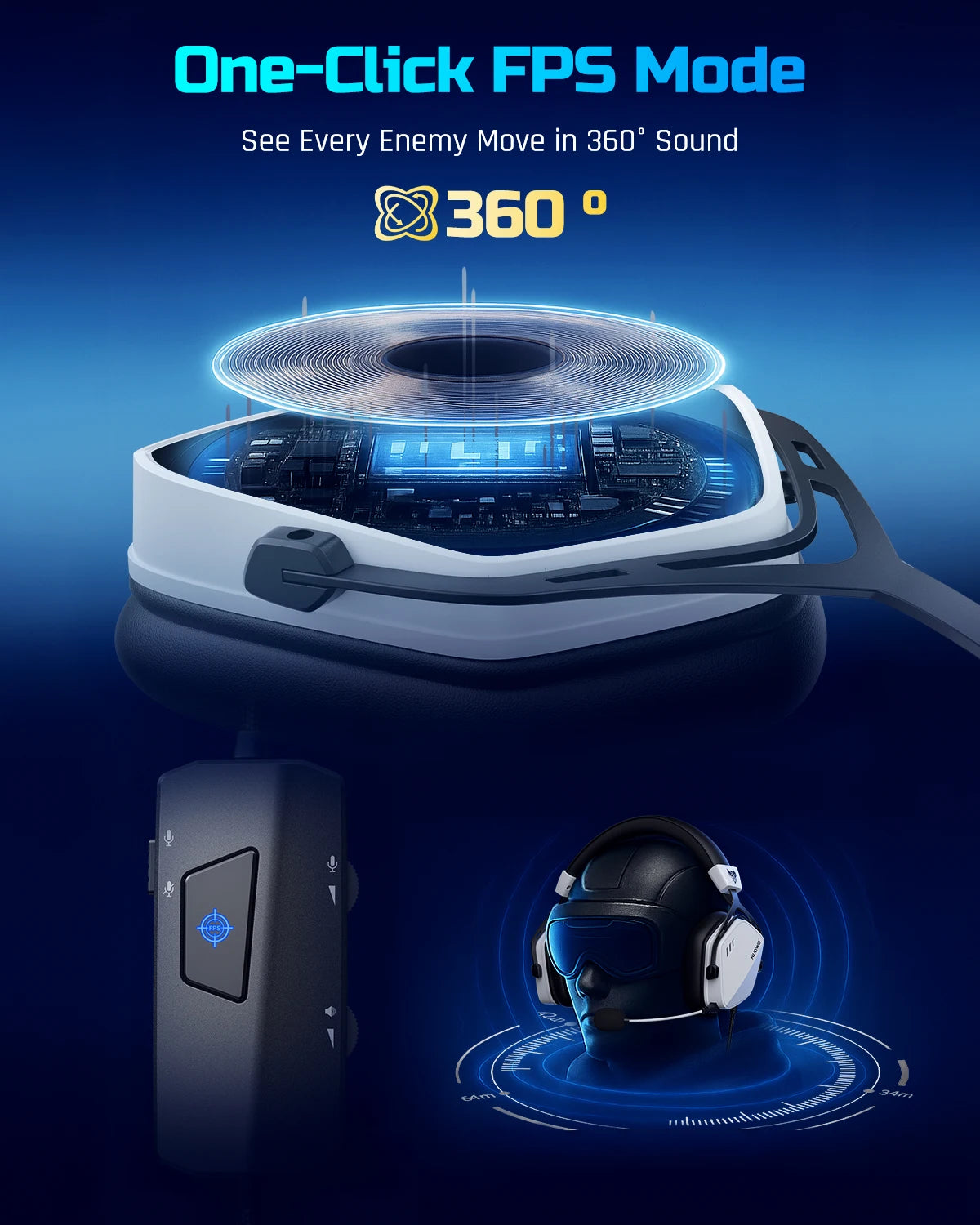 USB-A Gaming Headset with 7.1 Surround and FPS Sound Wired Headphones with Noise Canceling Mic