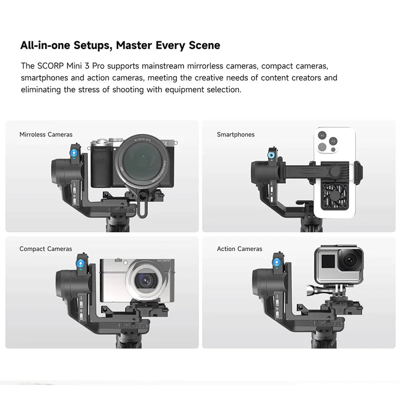 Mini-3 Kit All-in-One Gimbal with Built-in AI Smart Tracking 2.0kg load,