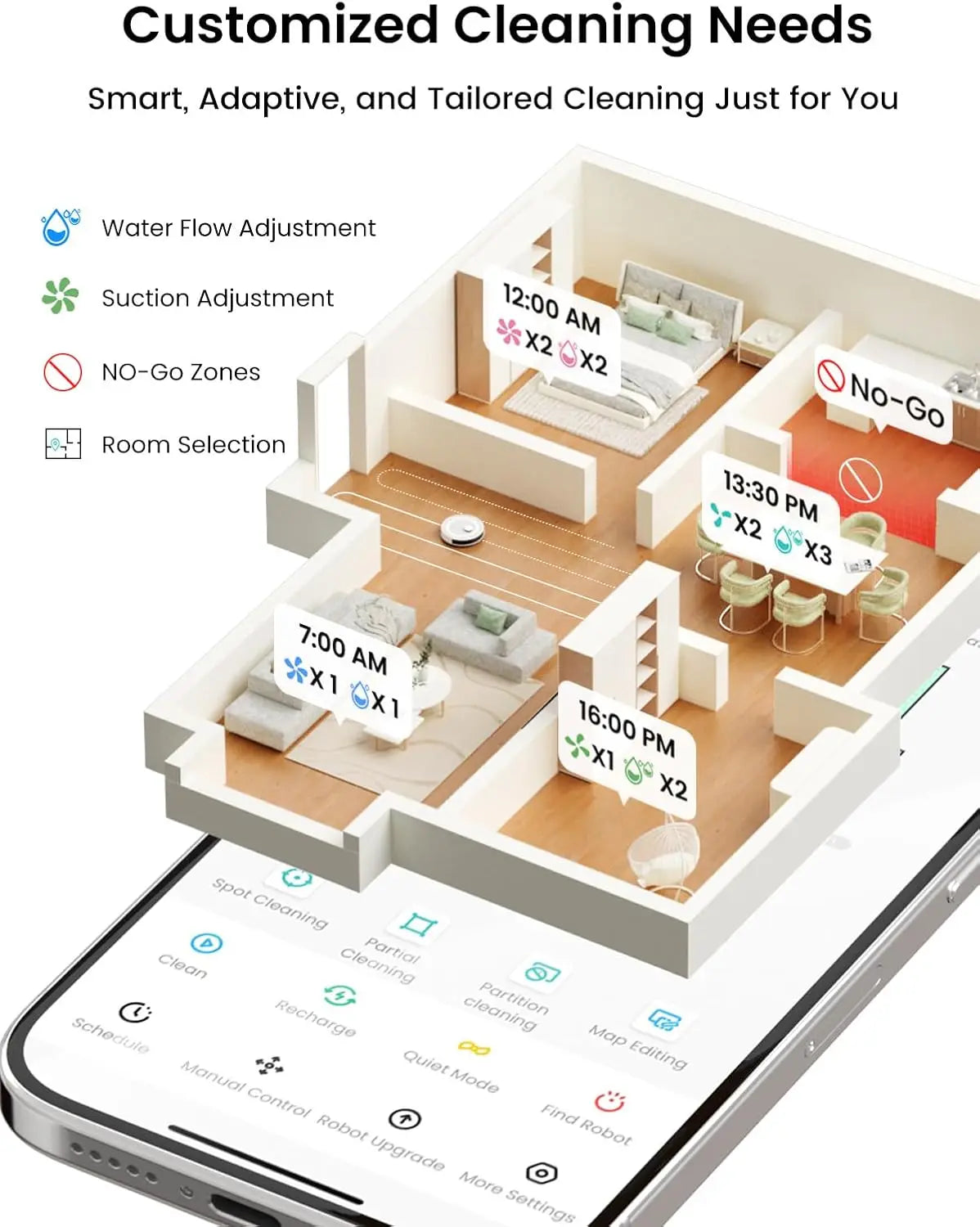 Lefant   M2L Plus Robot Vacuum and Mop, 75-Day Self-Emptying, 6000Pa Strong Suction, Customized Cleaning, Multi-Floor Mapping, 130 Min Runtime, 2.4G/5G WiFi/Alexa/APP/iWatch