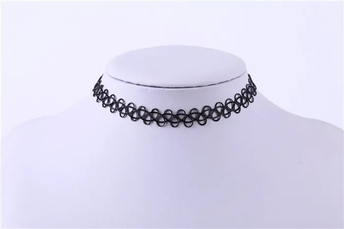 2PC/Lot Summer Style Girls Elastic Vintage Stretch Tattoo Choker Necklace Women