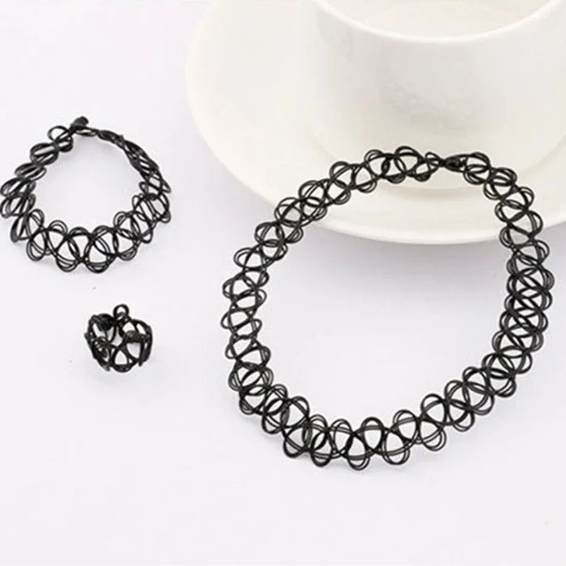 2PC/Lot Summer Style Girls Elastic Vintage Stretch Tattoo Choker Necklace Women
