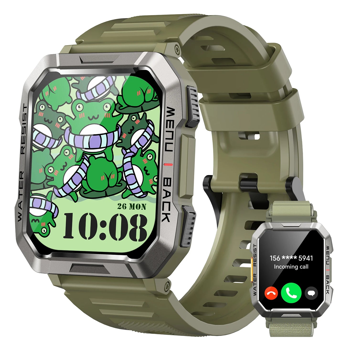 Waterproof Smart Watch 2.01'' HD Display 900mAh Large Battery Smartwatch with Emergency Lighting for Women Men