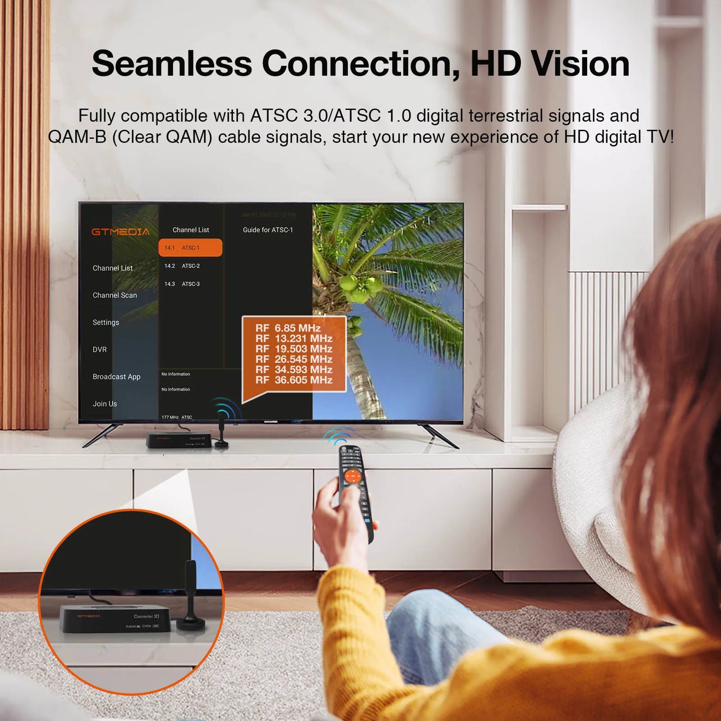 US GTMEDIA HDTV Converter X1 ATSC3.0 Android 11 TV Box 4K UHD DRM Support DVR recording Smart TV Box
