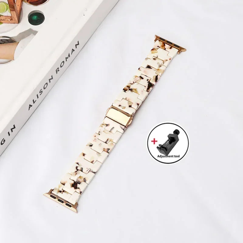 Luxury Resin strap for Apple Watch Ultra 2 Band 49mm 45mm 41mm 40mm 44mm 38mm 42mm Link bracelet iwatch series 9 7 8 6 se 5 4 3