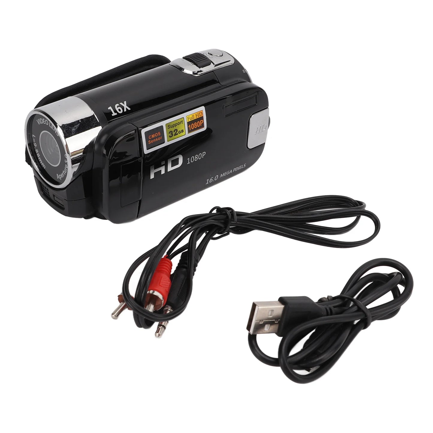 Video Camera Camcorder 270° Rotation Portable Camera Recorder Handheld 16X Zoom Full HD