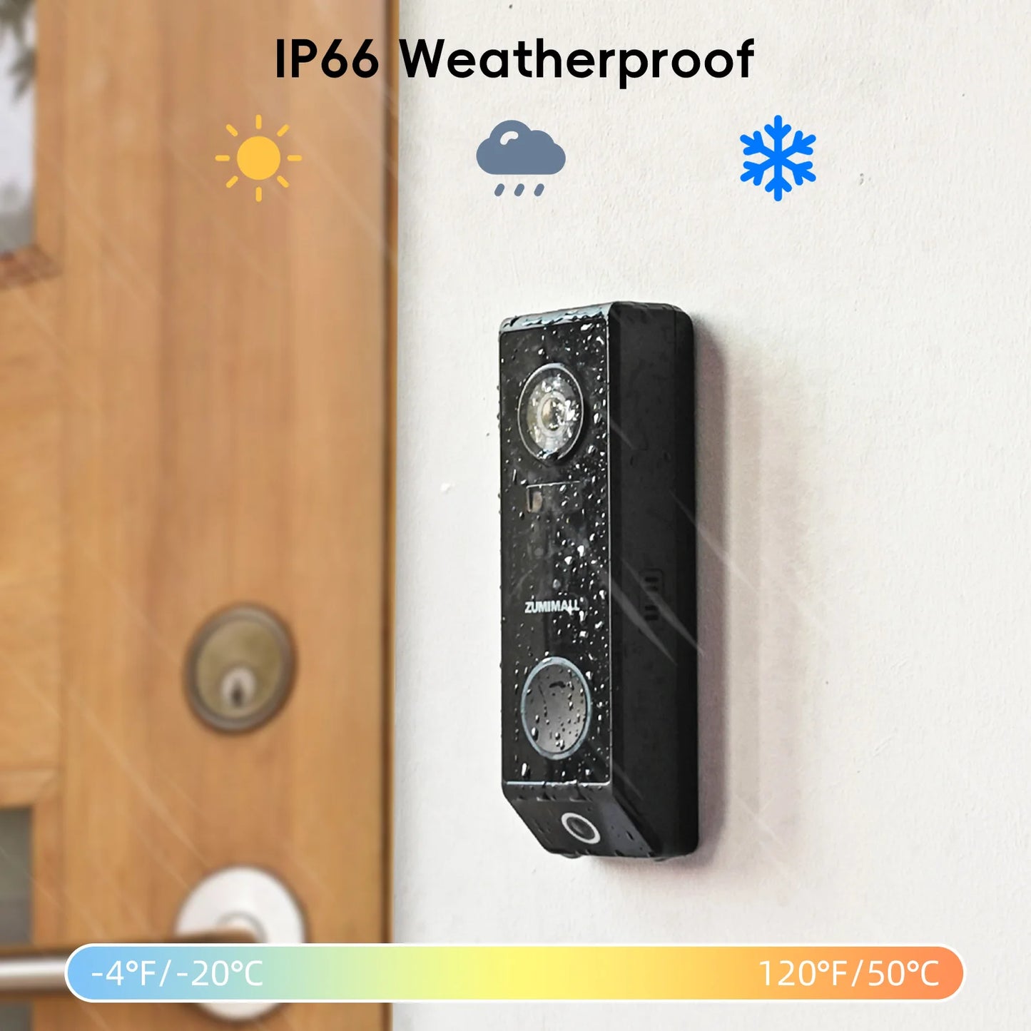 Dual Lens Battery /wired power Doorbell Wireless with Chime,