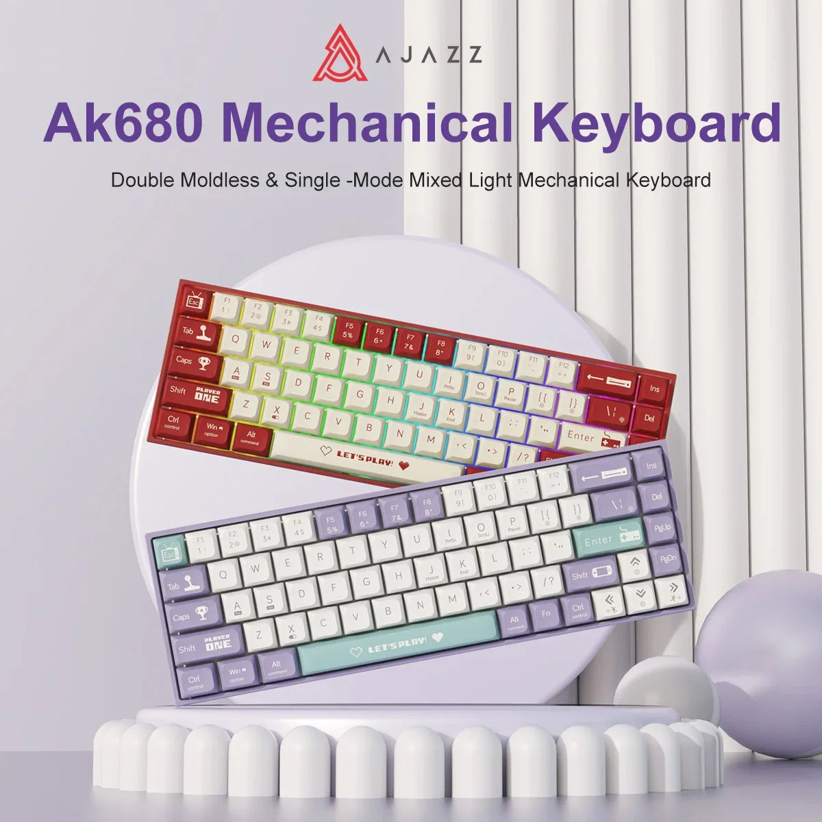 Mechanical Keyboard ABS Keycap 68 Keys Wired Wireless Bluetooth
