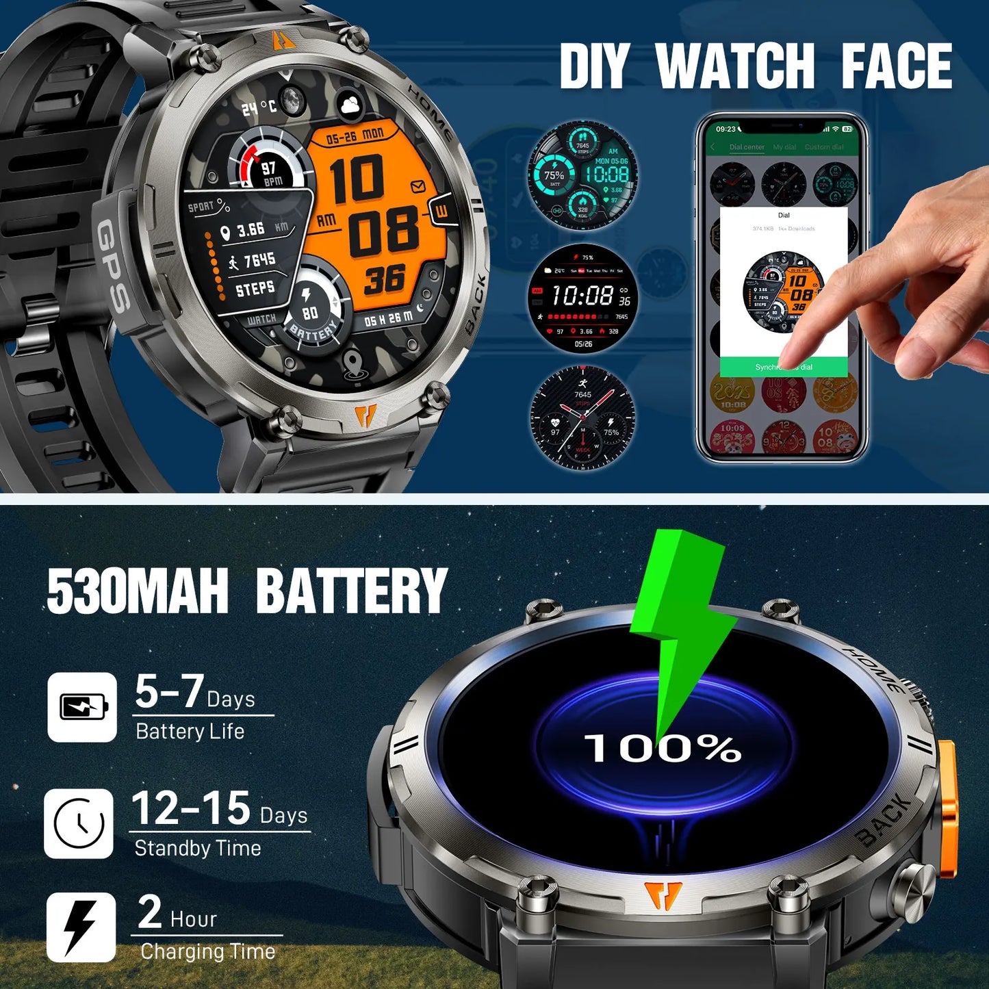 New Bluetooth Call smartwatch for men Full Touch Screen With Health Monitor heart rate Flashlight Smart watch