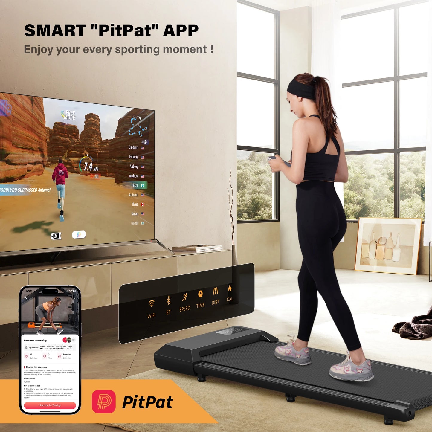 Smart Under Desk Treadmill for Home Office,Treadmill with APP&Remote Control,