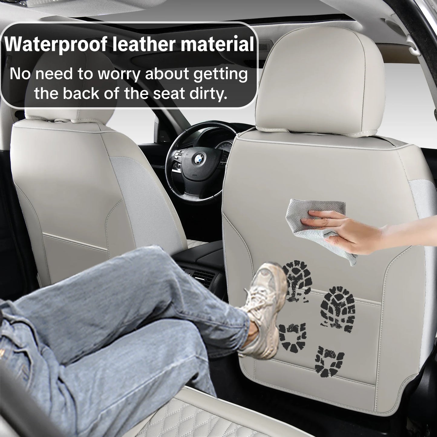 Car Seat Covers For Toyota 4runner/Camry/Corolla/Prius/Tundra/Venza/Yaris,Waterproof Leather， 5-Seat Full Set