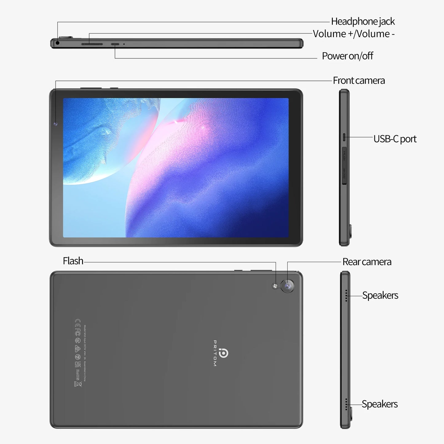 Tablet 10 inch Android 12 32GB ROM 512GB Expand Tablets, 2GB