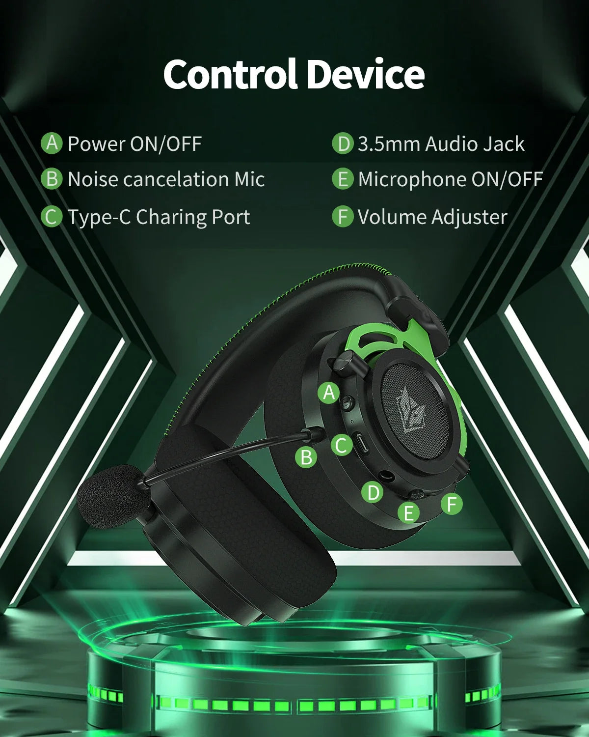 Headsets Gamer 2.4GHz Dual Stereo Sound Wireless Bluetooth Gaming Headphone