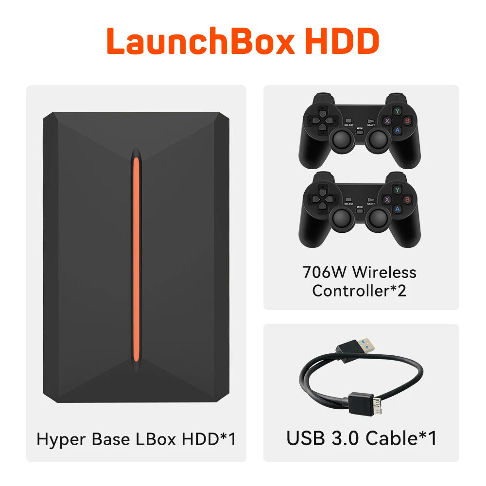 Launchbox OS Retro Gaming HDD 3760+Games for PS4/PS3/PS2/SWITCH/WIIU/DC/N64/NES Emulators Retro Game Consoles for Win PC＆Laptop