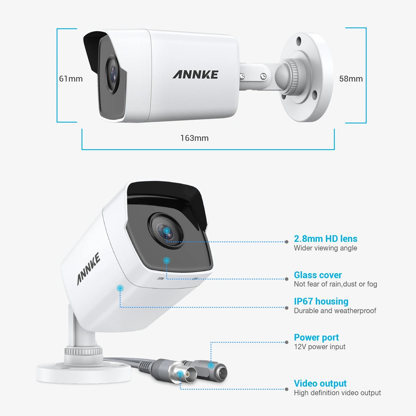ANNKE 4PCS Ultra HD 5MP CCTV TVI Camera Outdoor Waterproof Bullet Security Surveillance System EXIR Night Vision Email Alert Kit