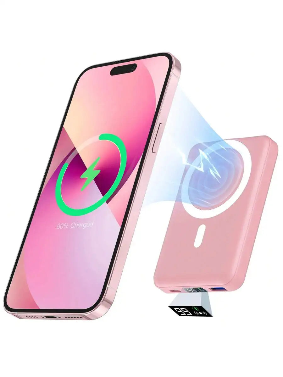 10000mAh Magnetic Power Bank With Type-C Cable LED Display 22.5W PD Fast Charging Wireless Portable Charger For iPhone iPad