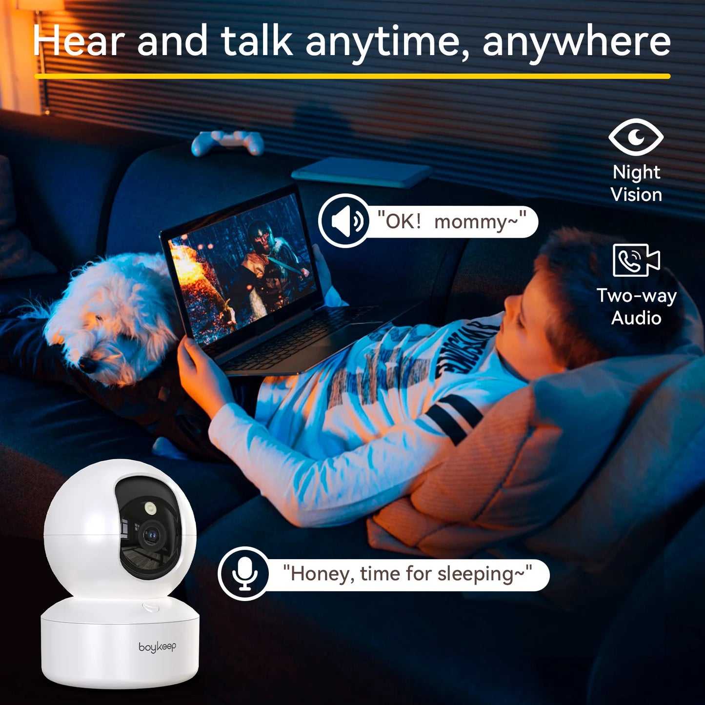 3MP 5G/2.4GHz WiFi Indoor Home Security IP Smart Baby Monitor Camera Automatic