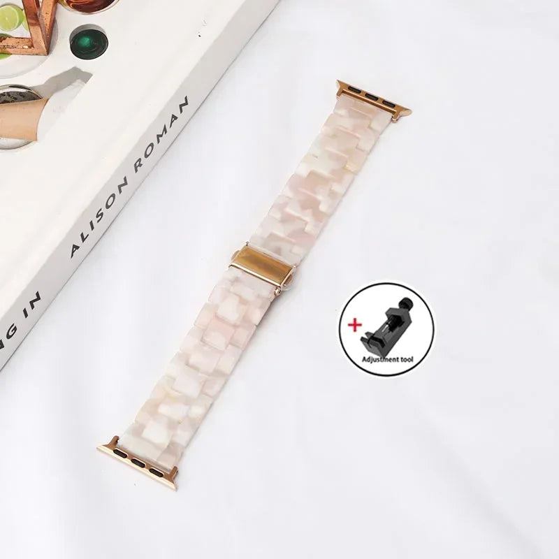 Luxury Resin strap for Apple Watch Ultra 2 Band 49mm 45mm 41mm 40mm 44mm 38mm 42mm Link bracelet iwatch series 9 7 8 6 se 5 4 3