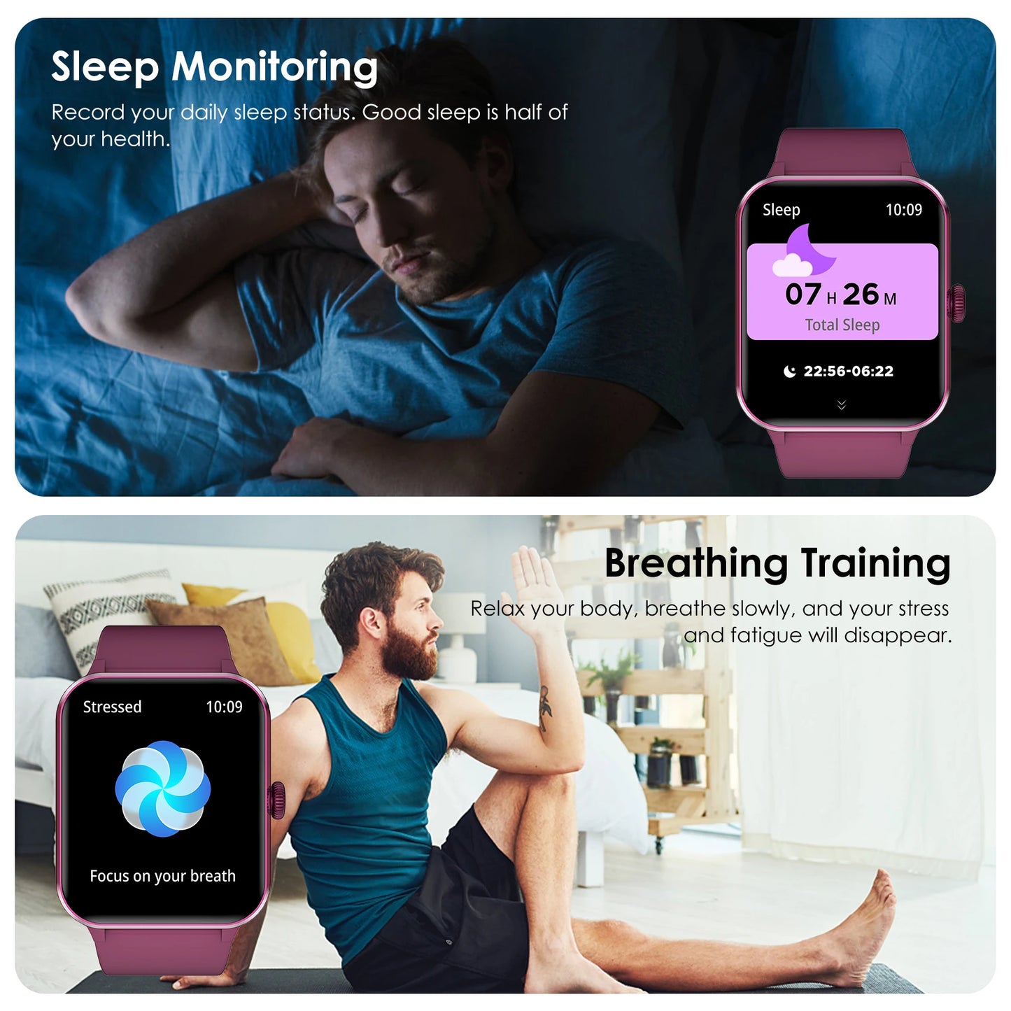 Bluetooth Call Smartwatch 1.85'' HD Display Fitness Sport Watch Heart Health Sleep