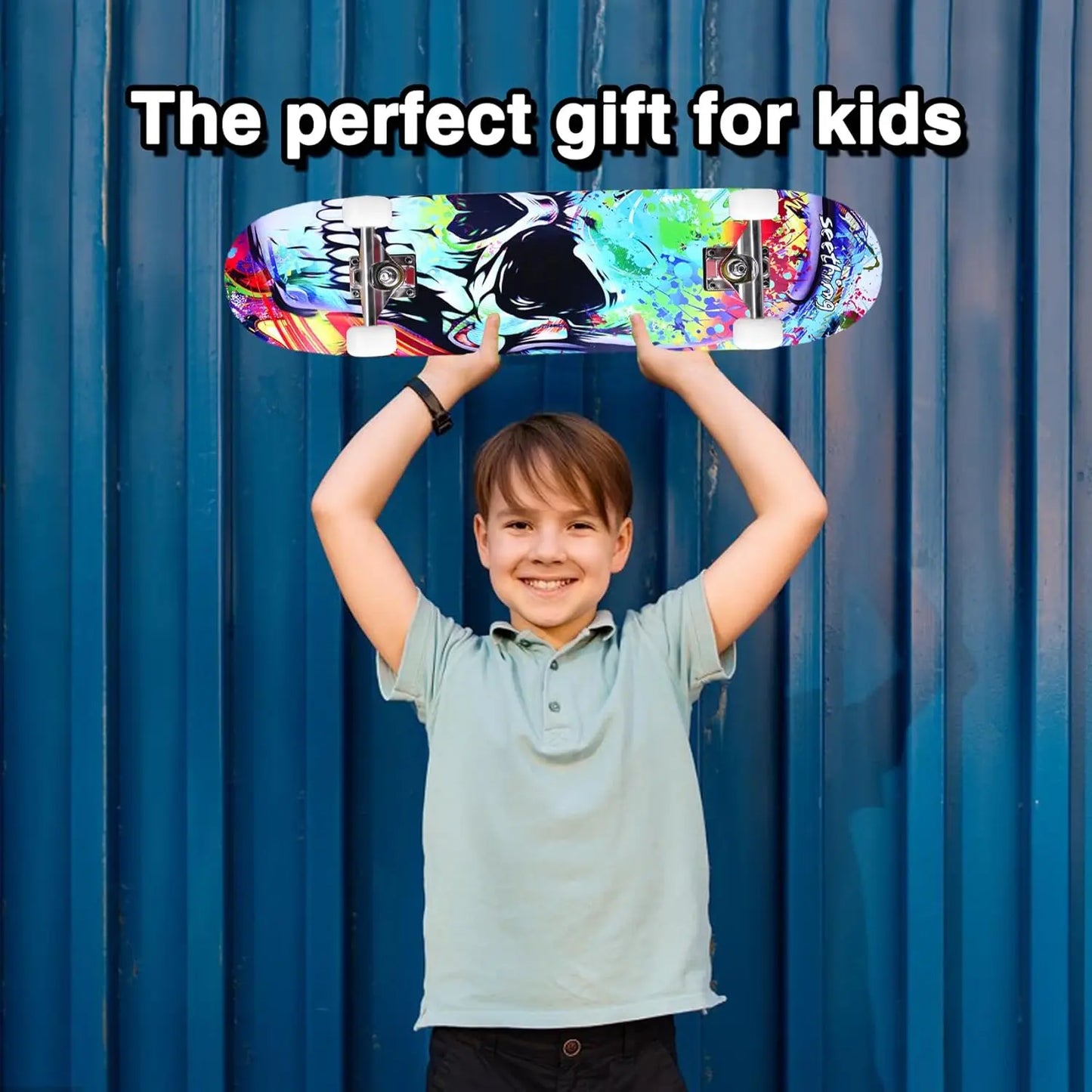 31''x8'' Complete Skateboard for Beginners & All Ages, 7-Layer Maple Deck, Double Kick Concave Design