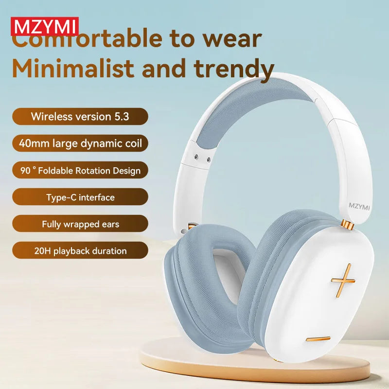 MZYMI Bluetooth5.3 Headband Headphones B300 Wireless Headset 3.5mm Socket Waterproof Sport Earphones With Mic For Phone PC