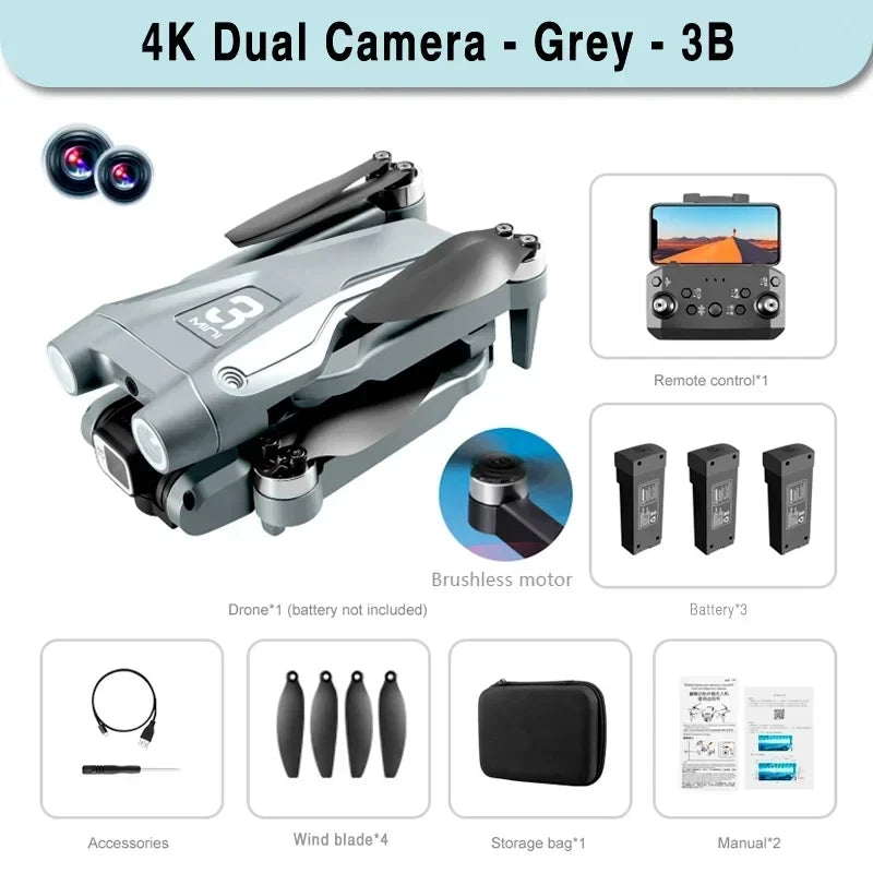 GPS Drone Brushless 8K HD Dual Camera Optical Flow