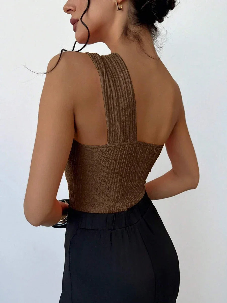 Rib One Shoulder Swimwear Women One Piece Swimsuit 2025 Bathing Suits