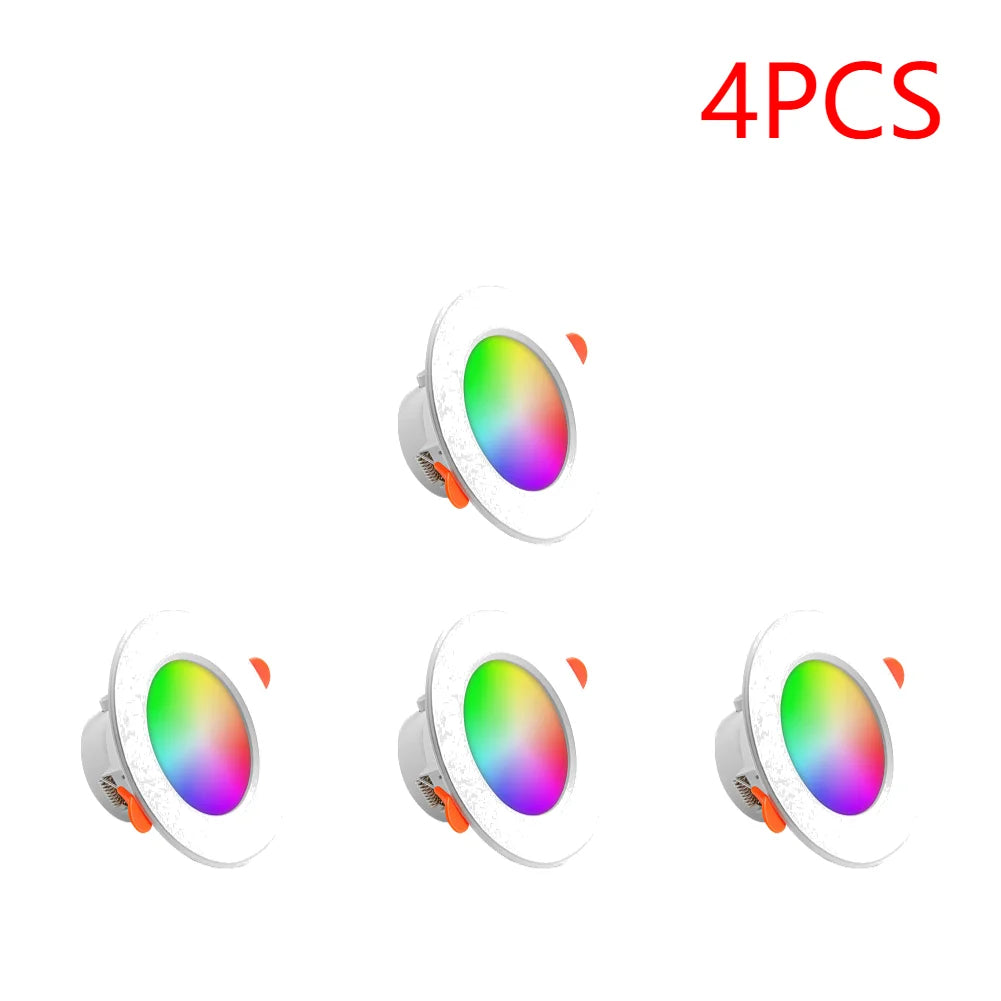 1-16PCS 10W Smart LED Downlight Bluetooth Ceiling Lamp  Remote Control Color Changing light for Google Alexa Hom