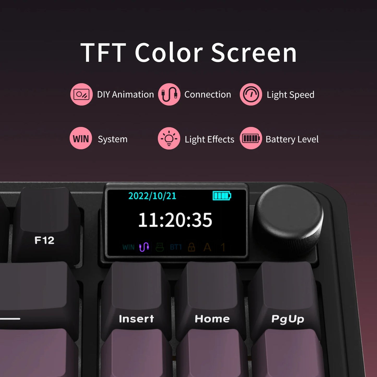 PLUS wireless Bluetooth mechanical keyboard three-mode hot-swappable screen gaming game boy