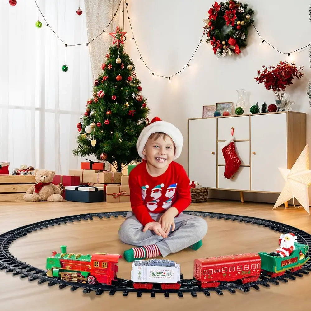 Hanging Christmas Train Set Toy Light and Sound Train Around Christmas Tree Decoration