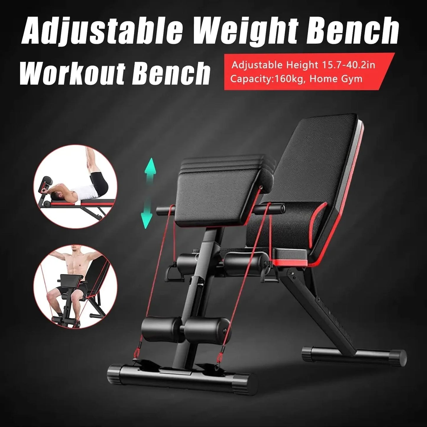 Adjustable Weight Bench, Utility Weight Bench, Home Exercise Equipment, Support Bar for Full Body Workout