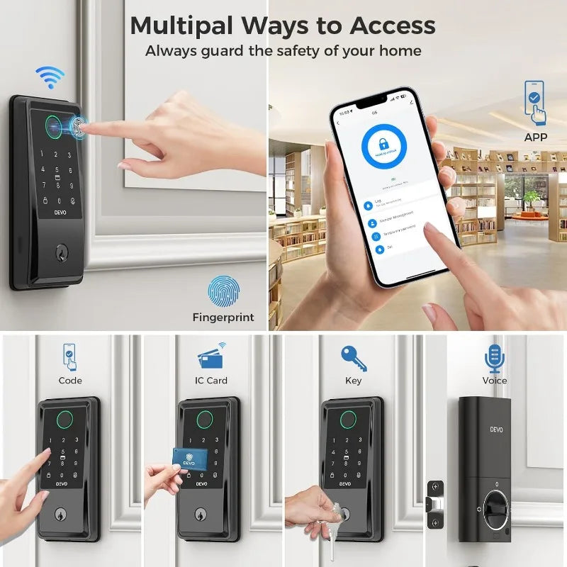 Wi-Fi Smart Door Lock G6, 6-in-1 Fingerprint Keyless Entry Door Lock, APP Remote,