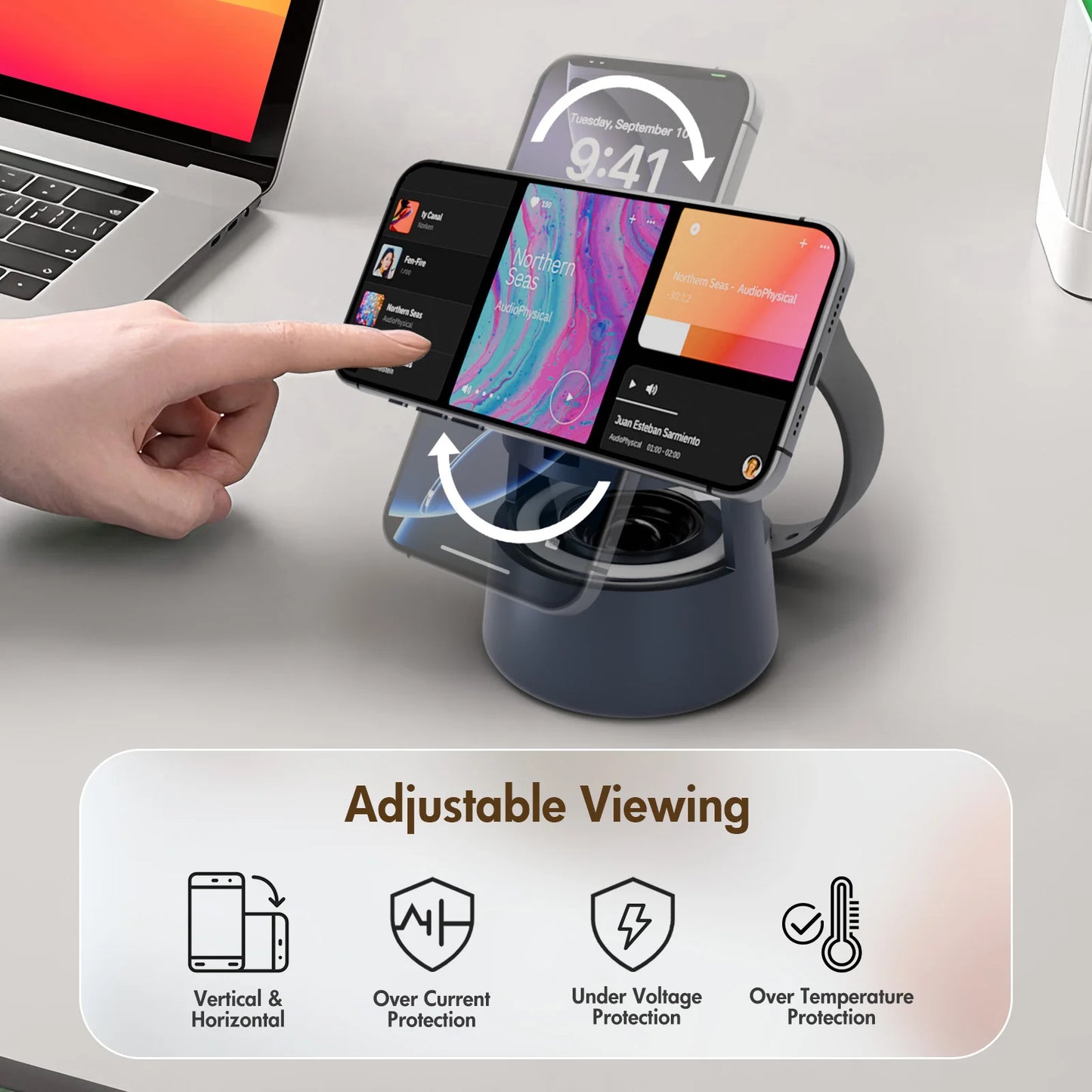 15W Wireless Chargers 5 in 1 Portable Fast Charg Bluetooth Nightlight Travel for IPhone 17 16 15 14 13 12 Apple Watch Airpods