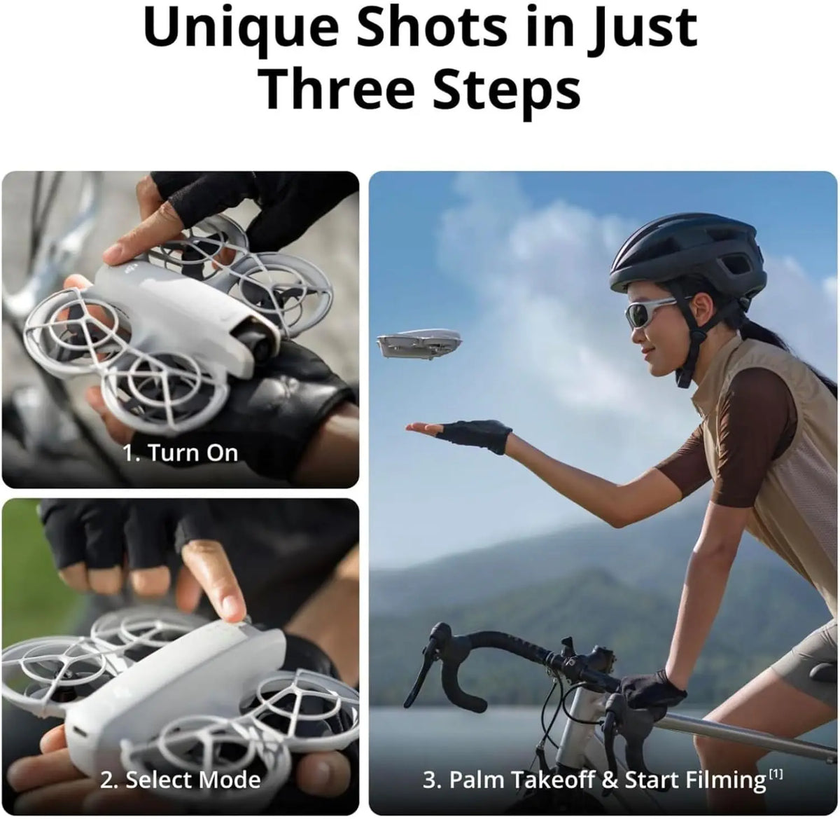 DJI Neo, Mini Drone with 4K UHD Camera for Adults,135g Self Flying Drone that Follows You, Palm Takeoff, Subject Tracking, QuickShots, Stabilized Video, Built-In Propeller Guard