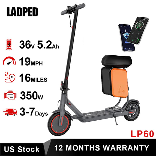 LP60 Electric Scooter 350W 19mph Max Speed 8.5inch tire Folding Electric Scooter 16miles Max Range for Adult