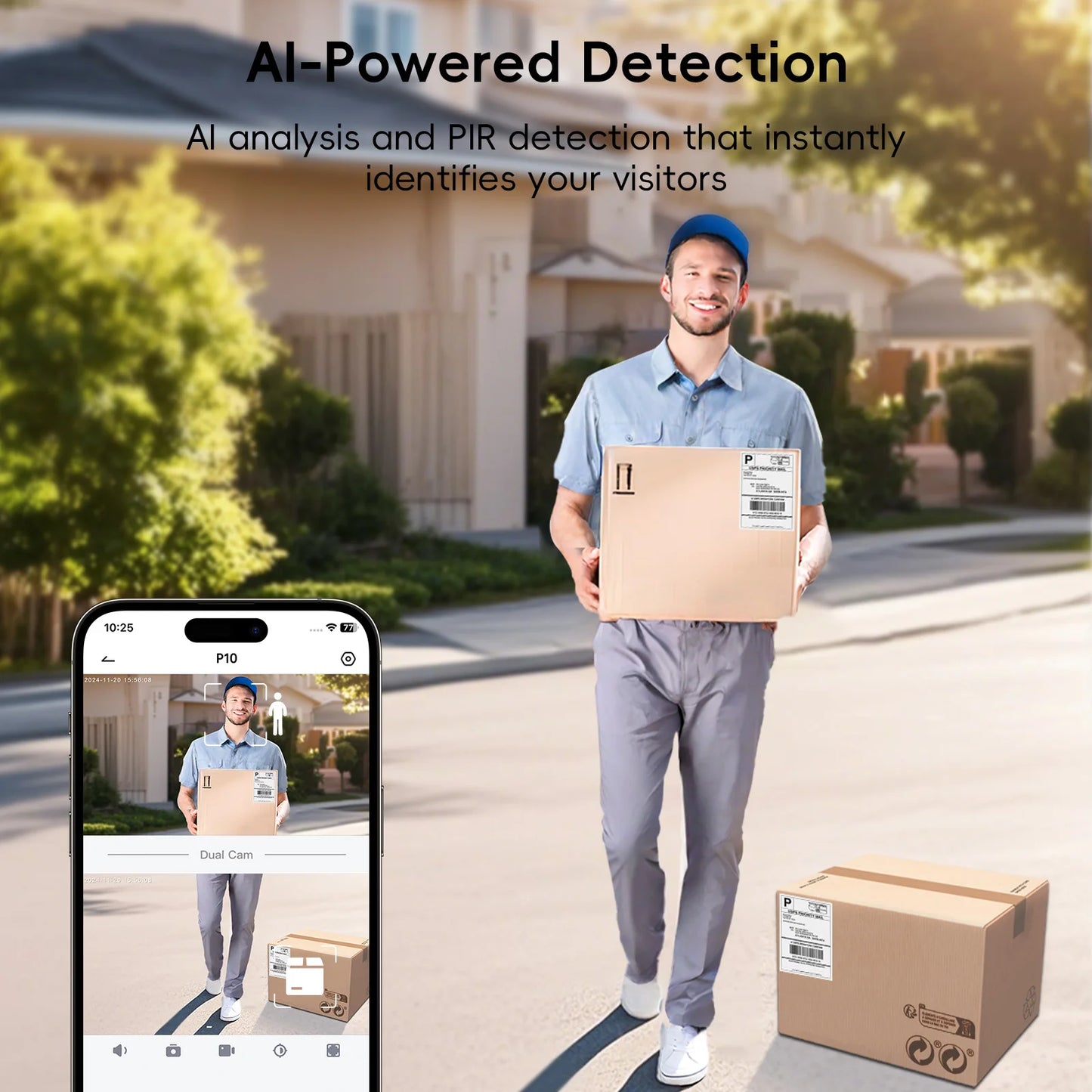 Dual Lens Battery /wired power Doorbell Wireless with Chime,