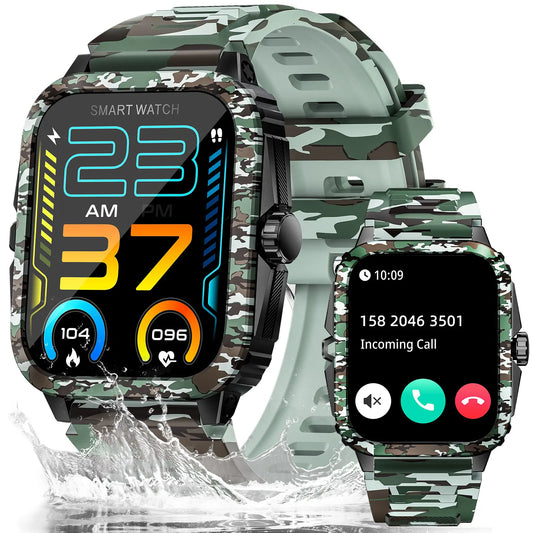 Smart Watch 3ATM Waterproof Men 1.96" KT71 Fitness Tracker Heart Rate Bluetooth