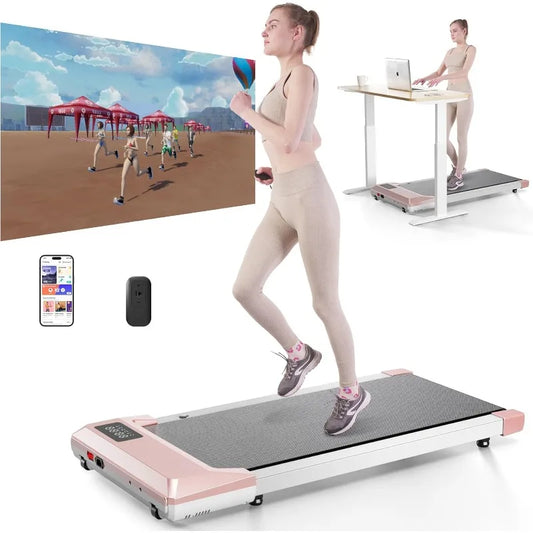 DeerRun 2025 Upgrade Walking Pad, Raceable Smart Under Desk Treadmill with Rewards Program,