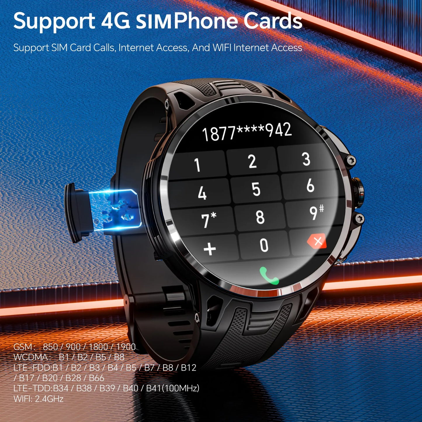 New APPLLP 4 Pro Android Watch Phone 4G SIM Card Smart Watch Touch Screen Camera Video Calls Fitness