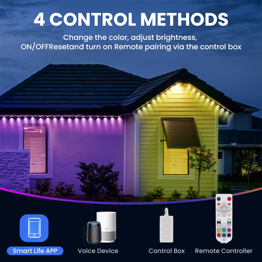 100ft/150ft Smart RGBIC Permanent Outdoor Lights for House, Waterproof Eaves Lighting