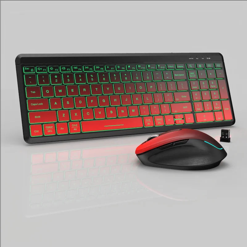Jomaa RGB Backlit Silent Wireless Keyboard and Mouse Combo 2.4G Dual Mode Rechargeable Wireless Keyboard Mouse set for Desktop/L