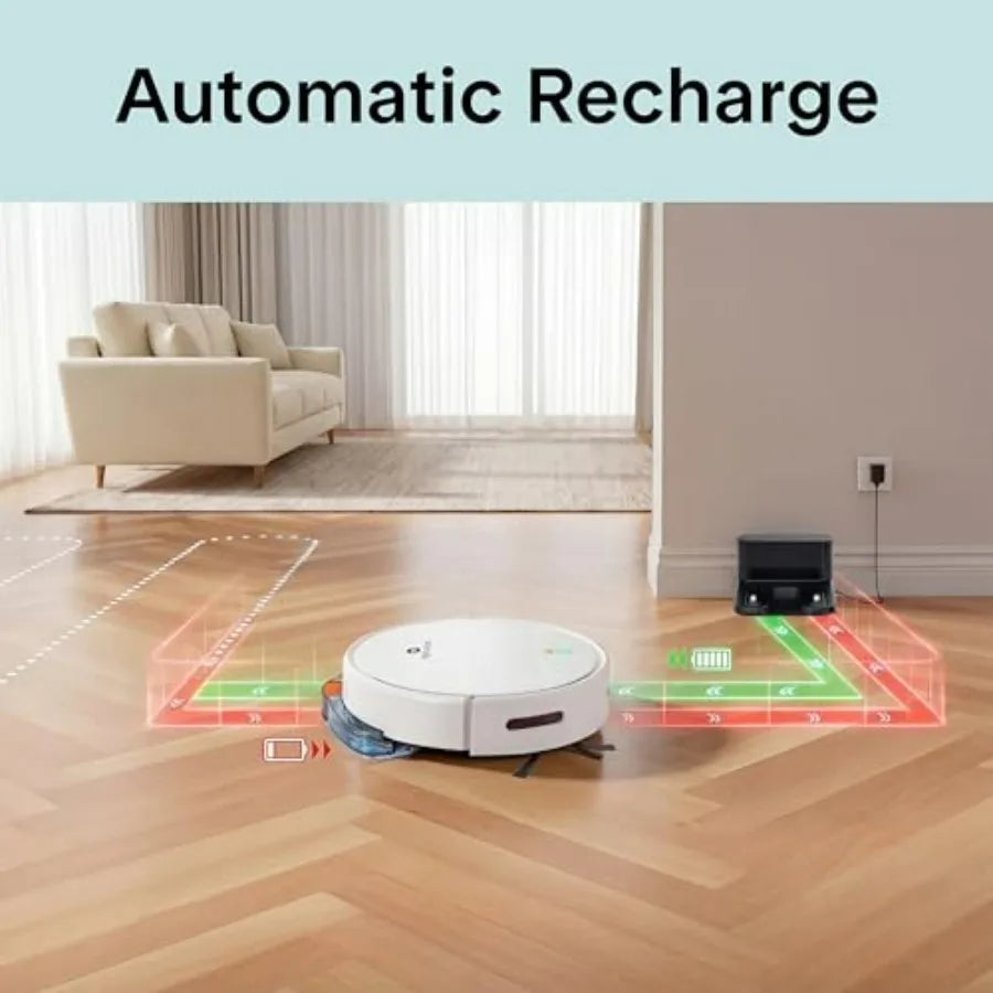 Automatic Robot Vacuum Cleaner and Mop Combo for home use, ABS plastic, white, app control with 3 cleaning modes, smart anti-fa