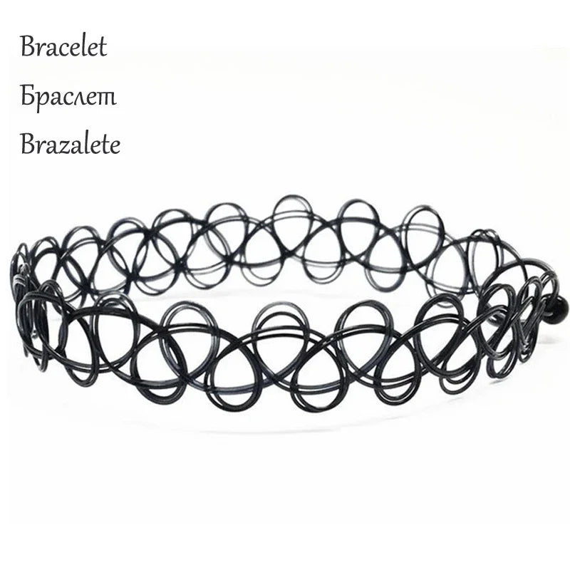 2PC/Lot Summer Style Girls Elastic Vintage Stretch Tattoo Choker Necklace Women
