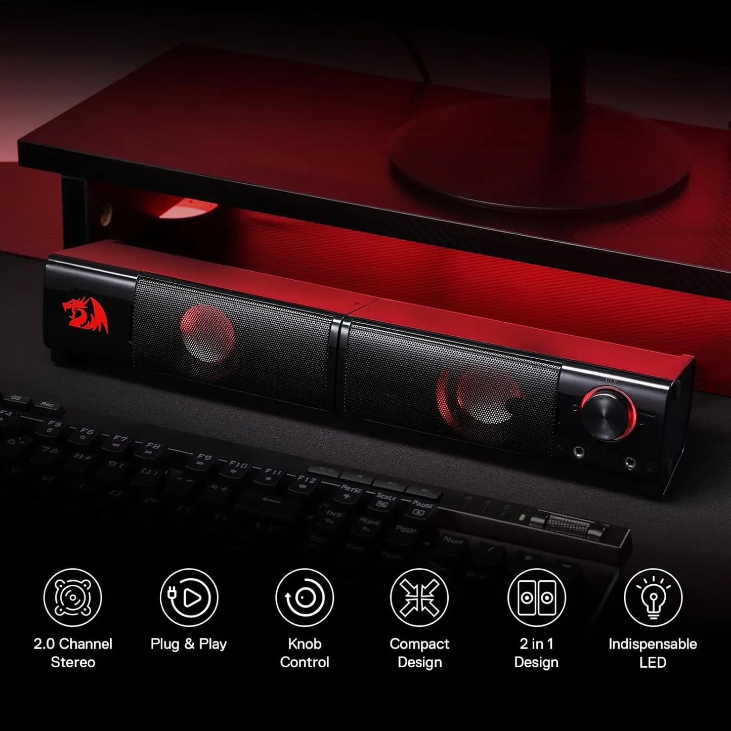 Redragon GS550 PC Gaming Speakers 2.0 Channel Desktop Computer