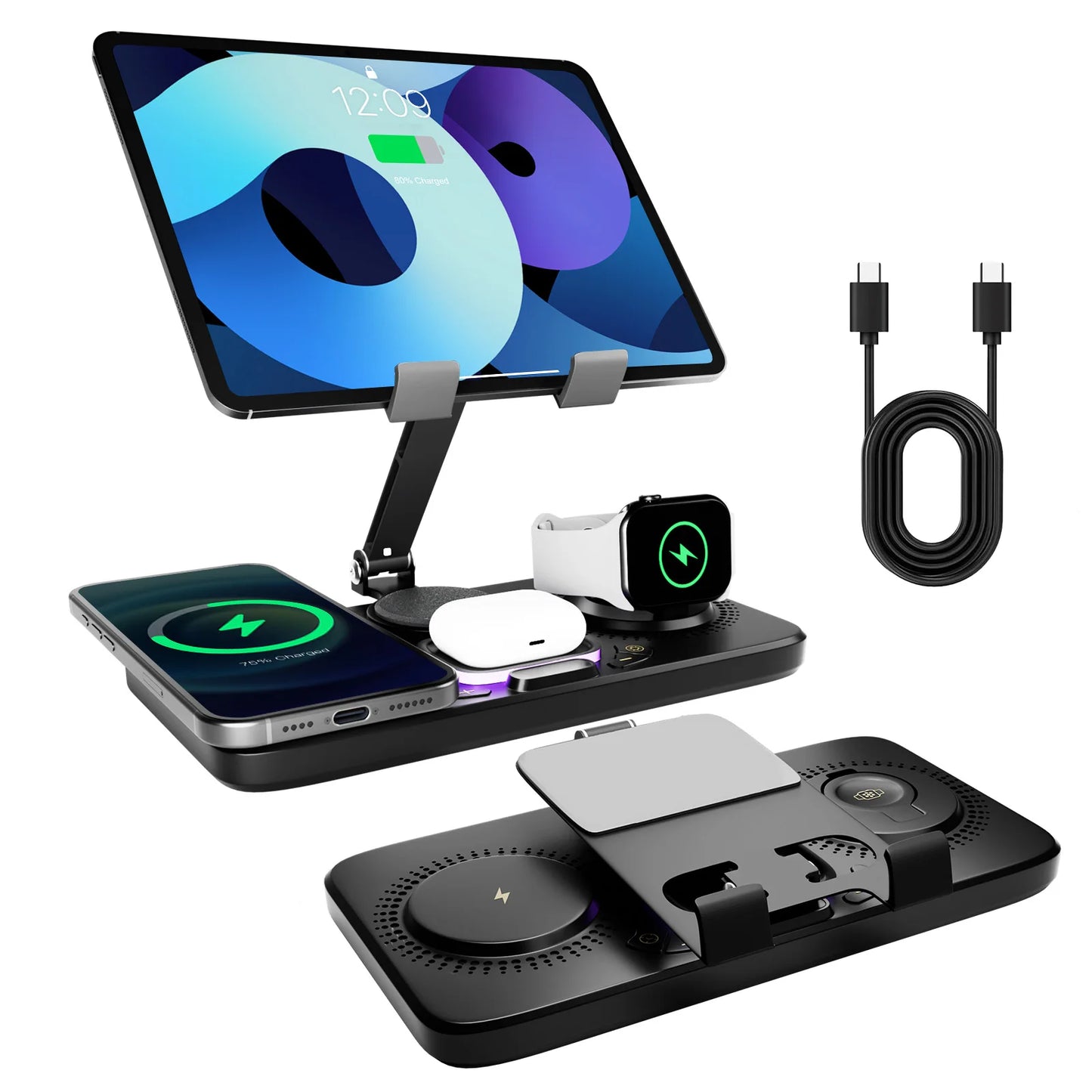 7 in 1 Wireless Charger Station Multiple Devices For iPhone iPad AirPods and Apple Watch-iPhone